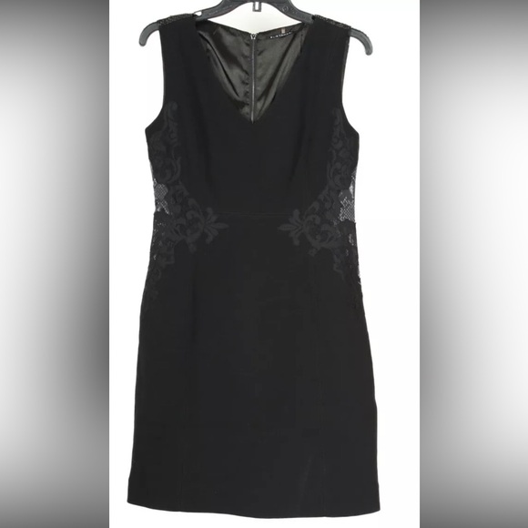 Elie Tahari Women’s Dress 6 Black Gray Snake Print A Line Stretch Lined V Neck - Picture 1 of 9